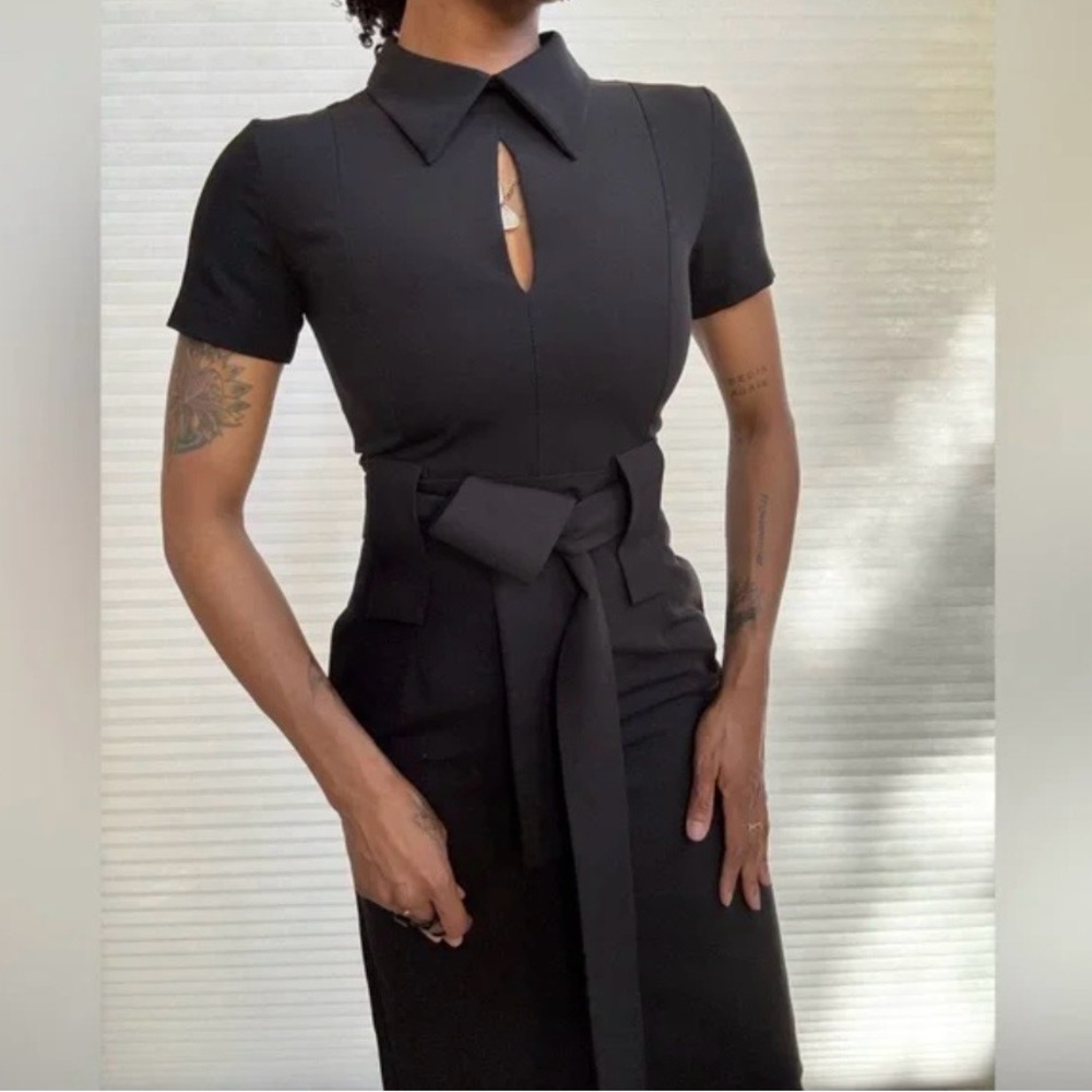 Julia Allert Little Black Dress Belted Pockets Sm